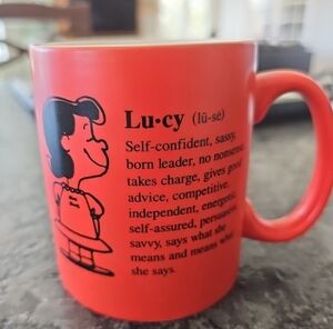 Hallmark Peanuts Lucy Definition Red Ceramic Coffee Cup Mug Charlie Brown